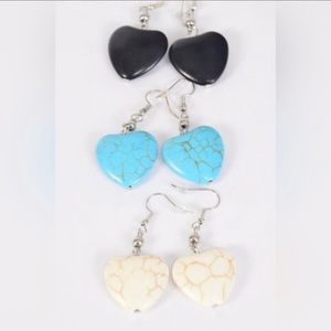 Semiprecious Stone Heart Earrings